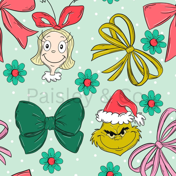 Grinch bows blanket